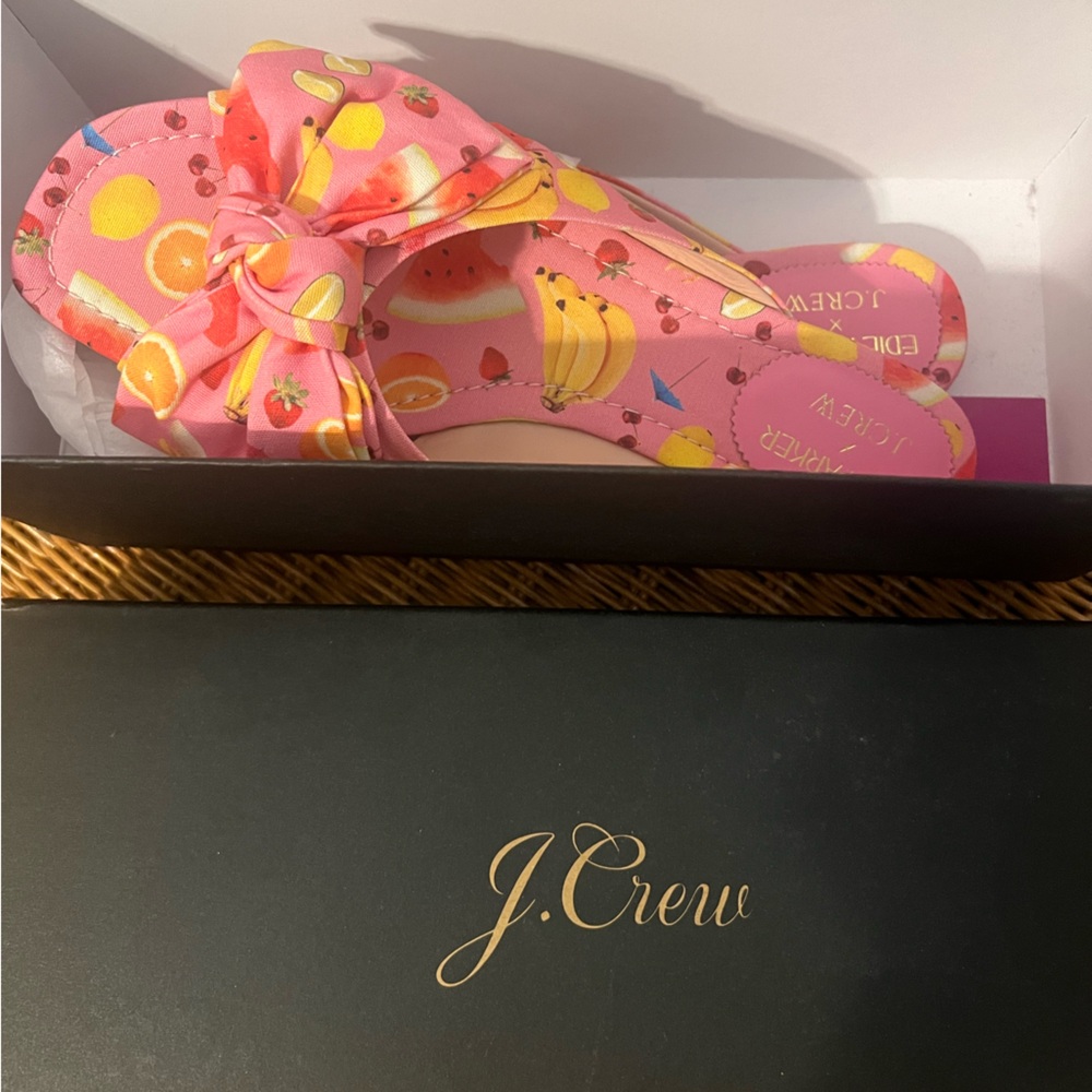 J.Crew x Edie Parker Fruit Bow Slides 8.5